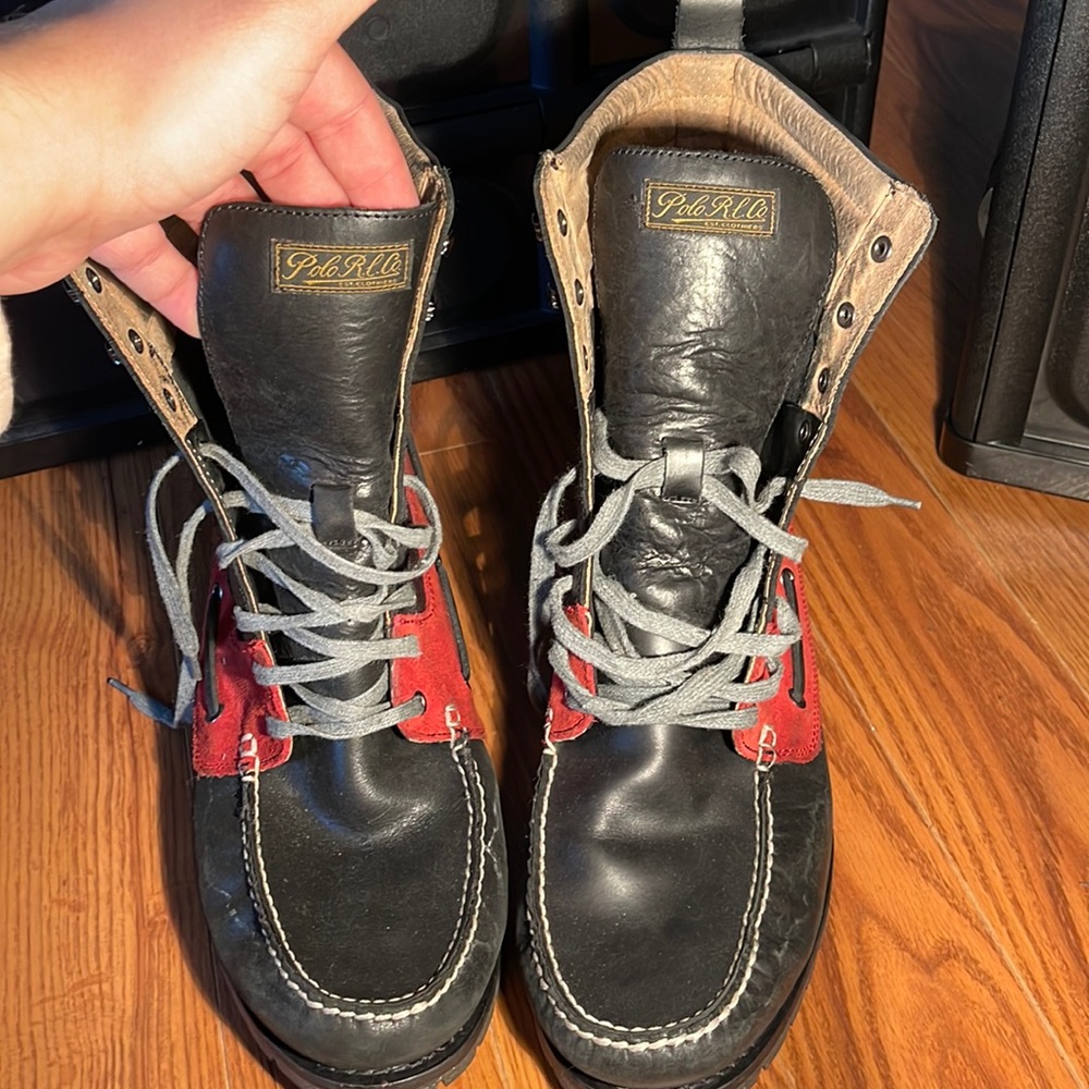 Polo Ralph Lauren | red and black combat boots